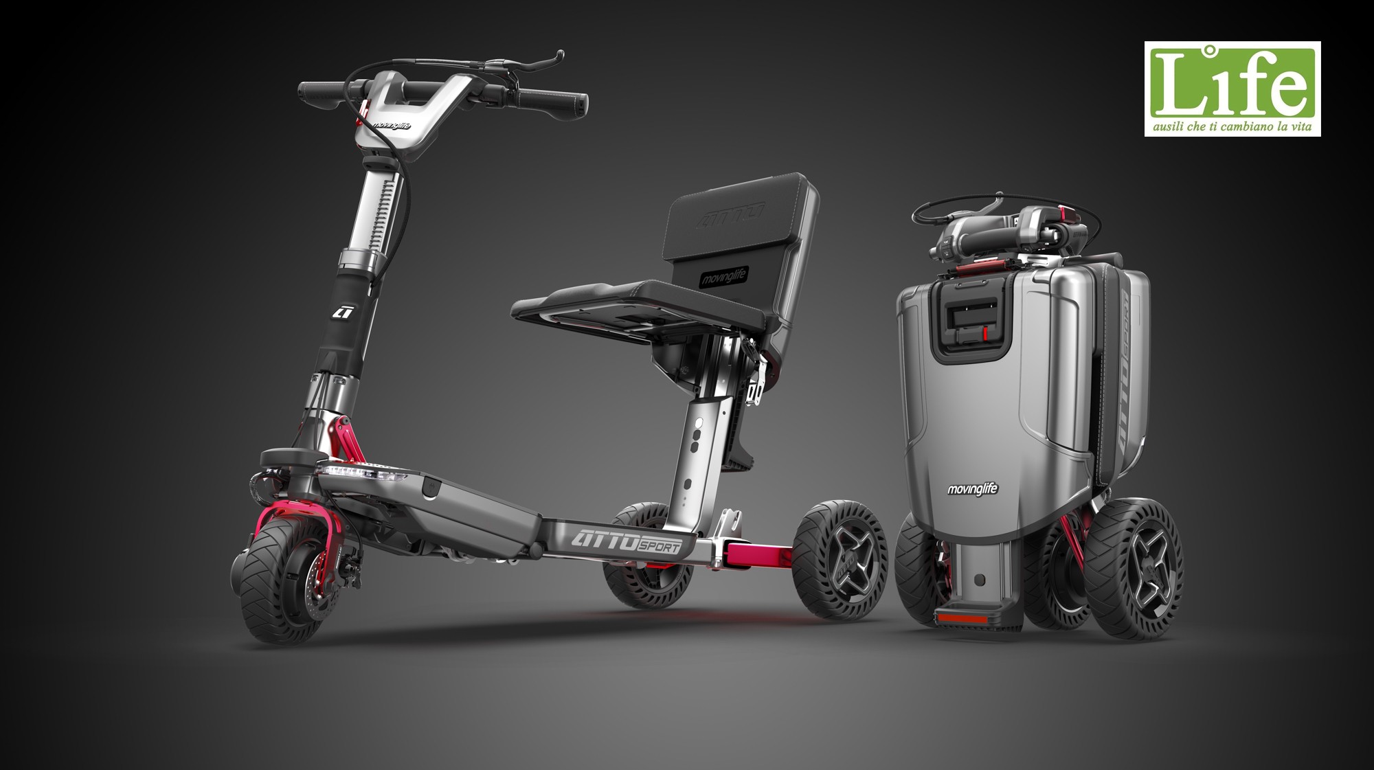 ATTO Sport Scooter elettrico per disabili che si trasforma in trolley